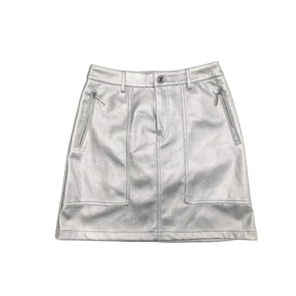 NWT Marc New York Silver Metallic Mini Skirt Women's Size 2